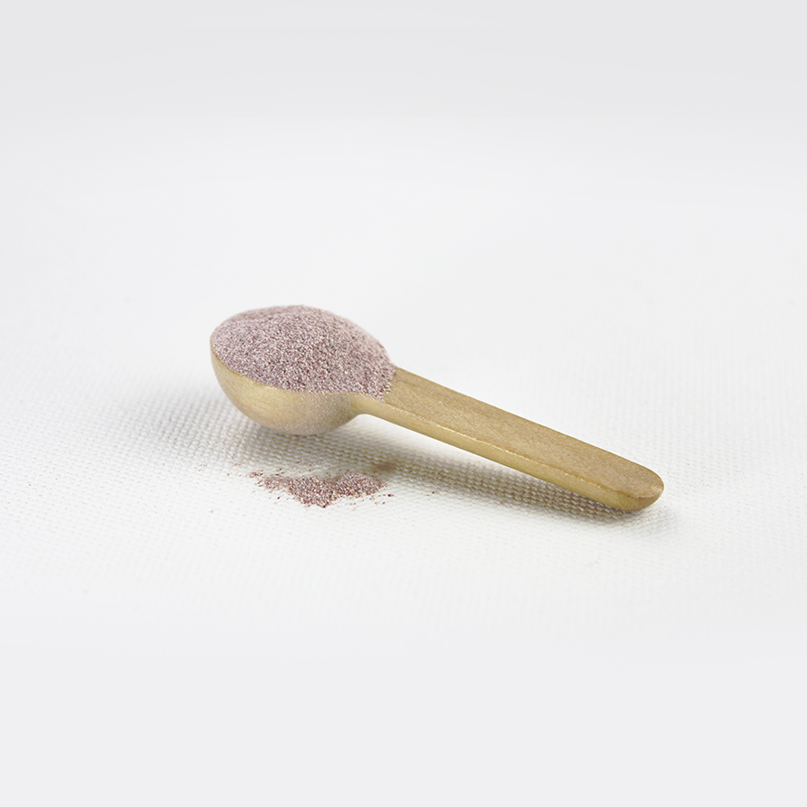 Think Feel Thrive Branded Caribbean Sea Moss PurplePowder in a eco friendly wooden scoop